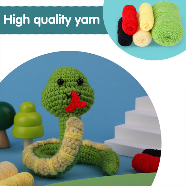 New animal crochet material pack - green small snake, made of high-quality milk cotton material