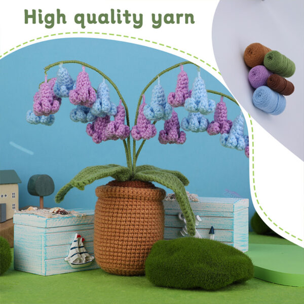 Crochet material pack - Bluebell flower pot plant decoration DIY handcraft for living room and bedroom decorative items as gifts