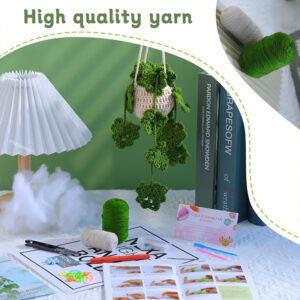 Crochet material pack - Qiu Xiang Green Hollow Hanging Basket Milk Cotton Ball Thread Crochet Home Decor Item