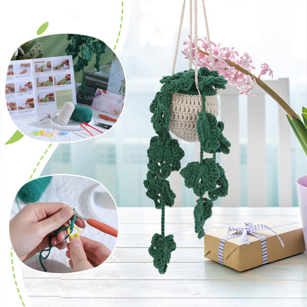 Crochet material package - Potting large green hollow hanging basket for home decoration - In stock now