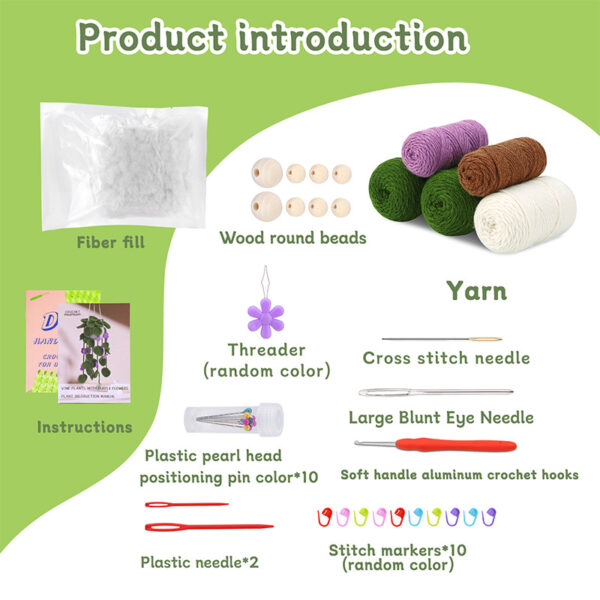 主图-07 Hot-selling new product - purple flower vine hanging basket creative hanging piece hooking material package for DIY handmade crafting