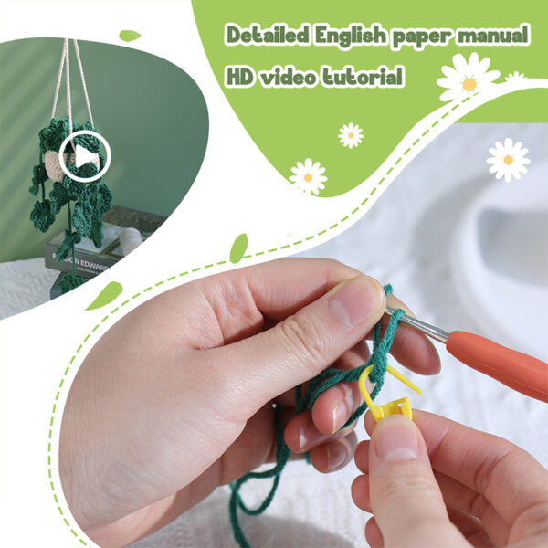 Crochet material package - Potting large green hollow hanging basket for home decoration - In stock now