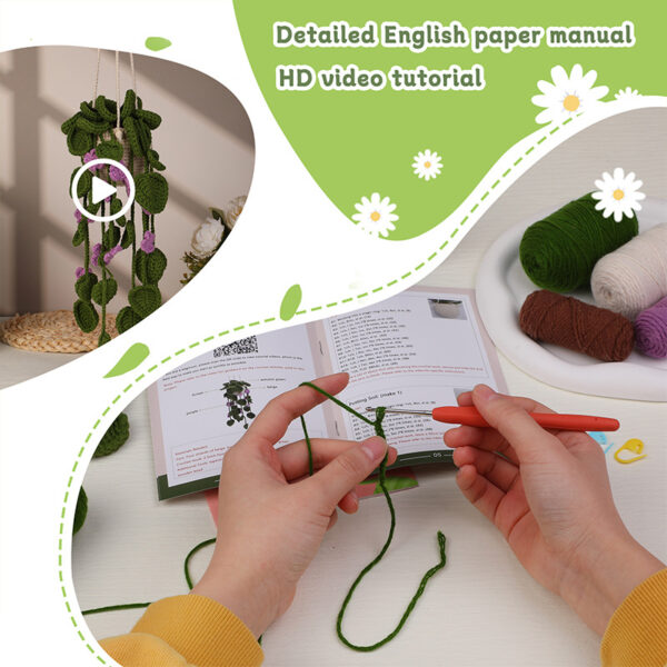 主图-08 Hot-selling new product - purple flower vine hanging basket creative hanging piece hooking material package for DIY handmade crafting