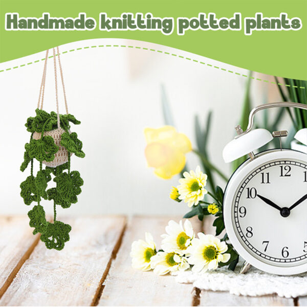 Crochet material pack - Qiu Xiang Green Hollow Hanging Basket Milk Cotton Ball Thread Crochet Home Decor Item