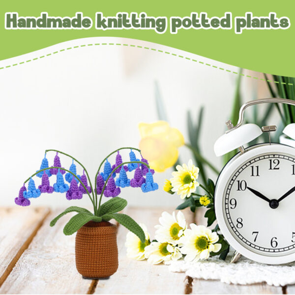 Crochet material pack - Bluebell flower pot plant decoration DIY handcraft for living room and bedroom decorative items as gifts