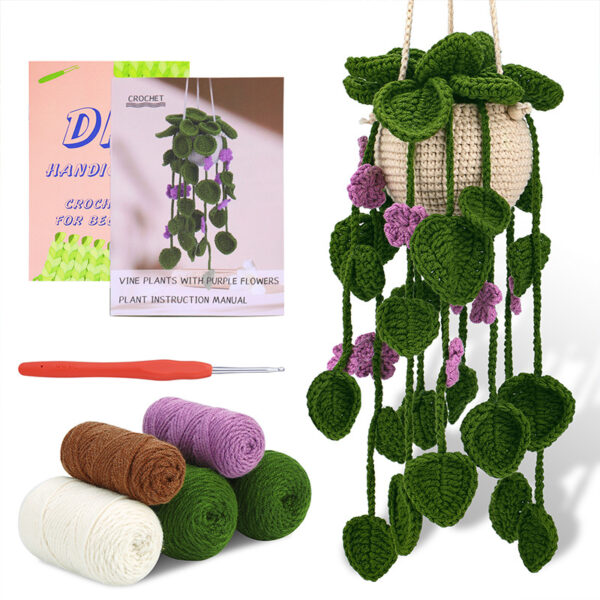 主图-10 Hot-selling new product - purple flower vine hanging basket creative hanging piece hooking material package for DIY handmade crafting