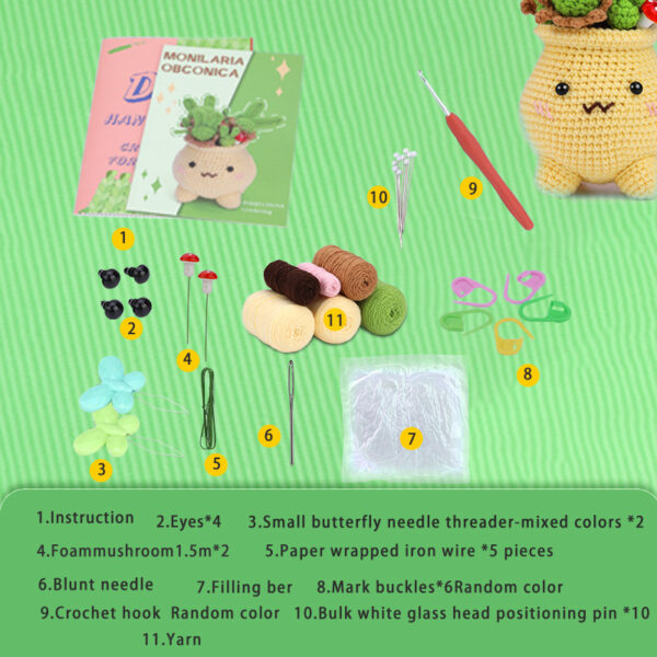 主图-07 Yarn crochet material pack, milk cotton thread, woven blue halo pot plant DIY decoration item