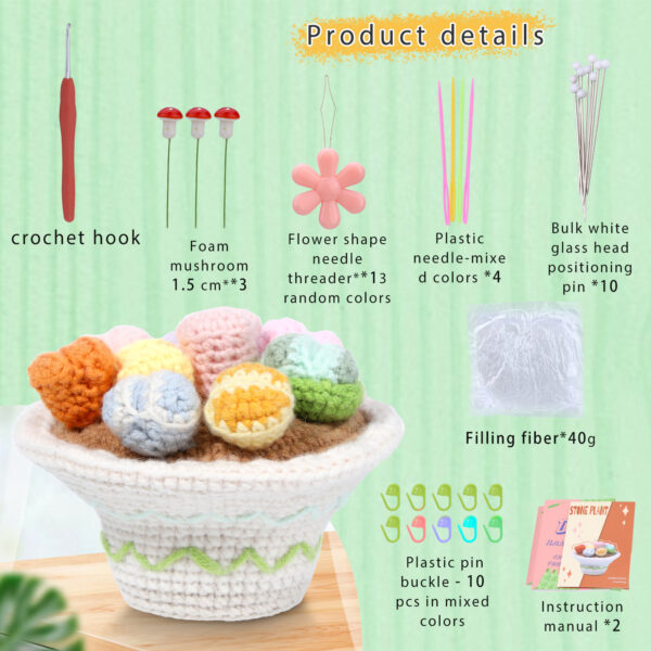 Crochet material pack - New type succulent pot plant hand-knitted wool decorative item
