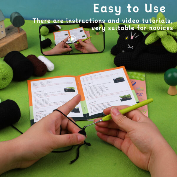 Crochet material pack - Handmade cat pot plant fine-spun yarn table decoration ornament