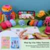 Crochet material pack - colorful jellyfish family children's room cute hanging ornament handmade wool product