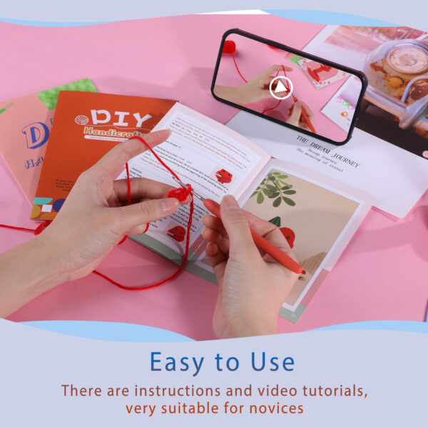 Crochet material package - New animal red small snake - English video tutorial - Handmade wool knitting - Children's toy