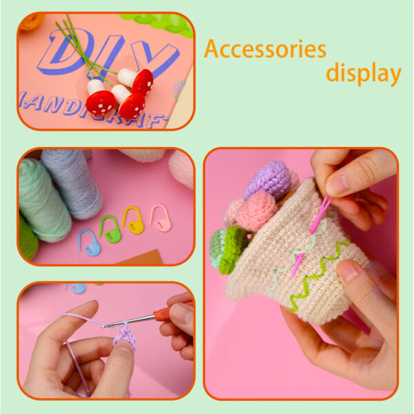 Crochet material pack - New type succulent pot plant hand-knitted wool decorative item