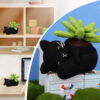 Crochet material pack - Handmade cat pot plant fine-spun yarn table decoration ornament