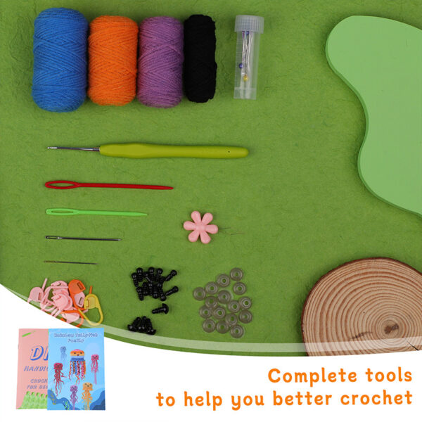 Crochet material pack - colorful jellyfish family children's room cute hanging ornament handmade wool product