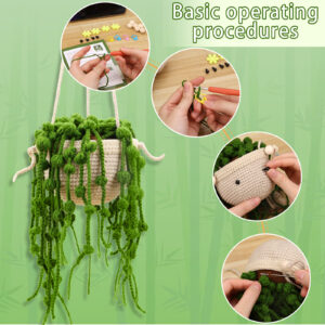Crochet material pack for hanging potted Buddha beads DIY wool decoration