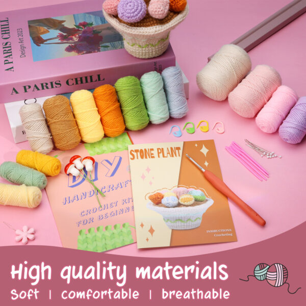 Crochet material pack - New type succulent pot plant hand-knitted wool decorative item