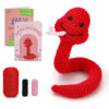 Crochet material package - New animal red small snake - English video tutorial - Handmade wool knitting - Children's toy