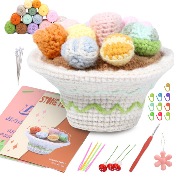 Crochet material pack - New type succulent pot plant hand-knitted wool decorative item