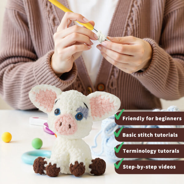 主图-09 Beginner-level DIY knitting kit for children - Ice Stick Yarn Set for Knitting Animal Dolls