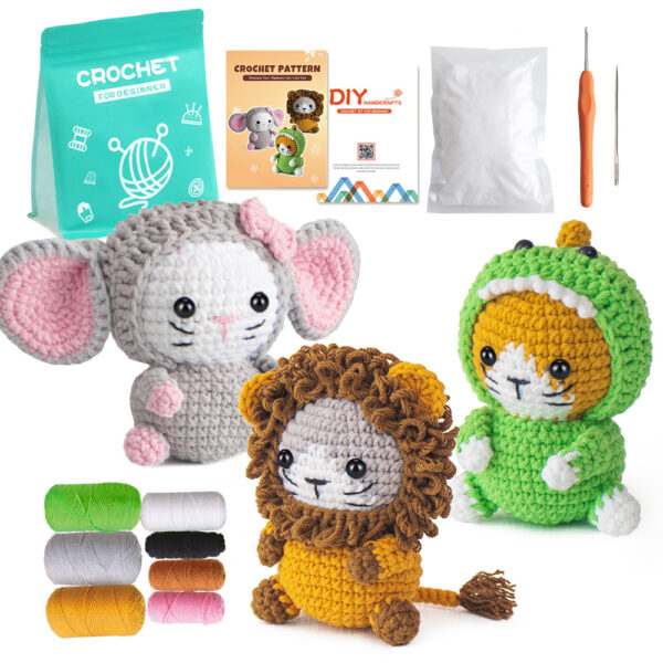 主图-06 Yarn crochet kit for making handmade DIY knitted and crocheted wool balls for small cat animal figurines as decorative items