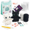 New DIY handmade crochet doll material pack made of genuine cotton, black and white, with no teeth, featuring fur-like yarn for knitting.