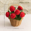 主图-06 Knitted wool multi-head rose small flower basket handmade knitted red rose potted plant decorative piece tableware gift