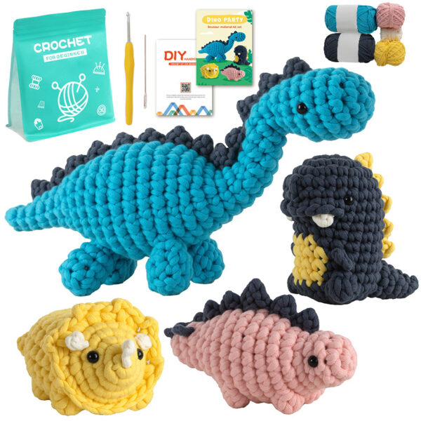 Handmade DIY Dinosaur Doll Crochet Material Pack - Pure Cotton Doll Set
