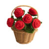 主图-07 Knitted wool multi-head rose small flower basket handmade knitted red rose potted plant decorative piece tableware gift