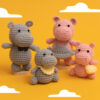主图-08 A family of hippos' handmade DIY crochet project using knitting materials.