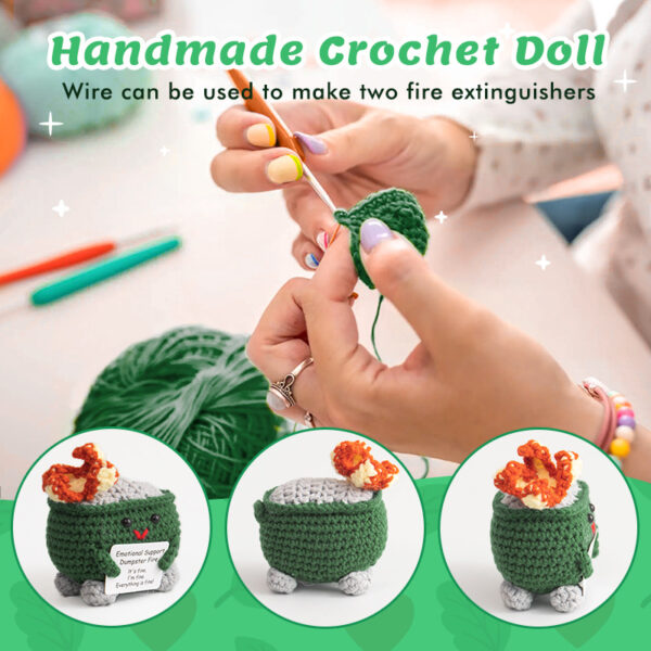 Emotional Card Fire Extinguisher Doll Crochet Material Pack Handmade DIY Knitting Yarn Set