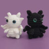 New DIY handmade crochet doll material pack made of genuine cotton, black and white, with no teeth, featuring fur-like yarn for knitting.