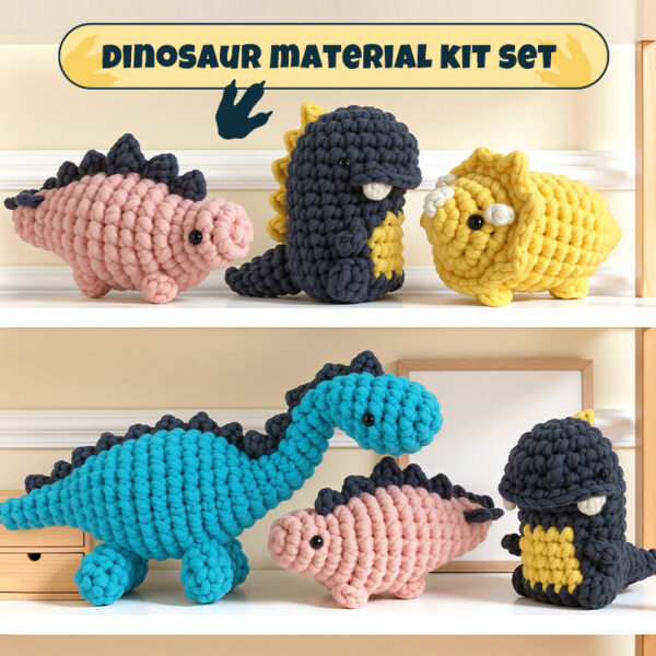 Handmade DIY Dinosaur Doll Crochet Material Pack - Pure Cotton Doll Set