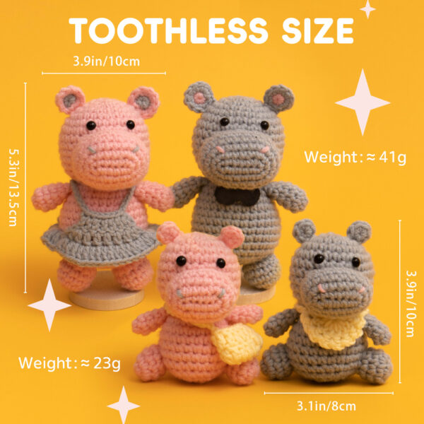 主图-09 A family of hippos' handmade DIY crochet project using knitting materials.