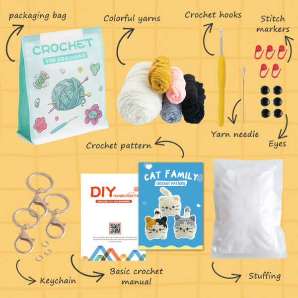 主图-10 Cat plush toy crochet knitting material package for DIY hand-knitting