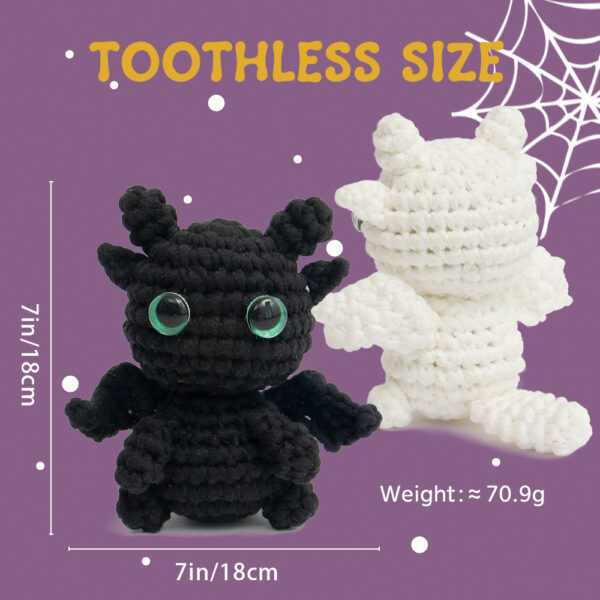 New DIY handmade crochet doll material pack made of genuine cotton, black and white, with no teeth, featuring fur-like yarn for knitting.