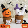 New Halloween wool crochet funny ghost doll pot plant finished product positive card pumpkin pot plant