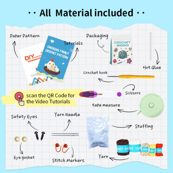 Crochet material pack for cross-border handmade knitting of small chicken doll wool ball decorative item DIY trend