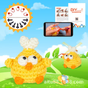 New crochet material pack for DIY handmade small chicken doll keychains and wool balls