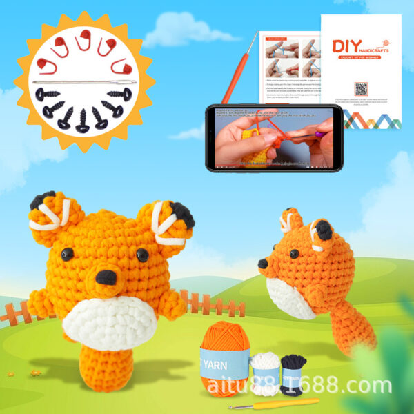 New crochet material pack for DIY handmade fox doll knitting of wool balls