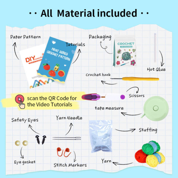 主图-08 Crochet material pack - Fruit Set - Beginner Handmade DIY Knitting Thick Yarn Ball