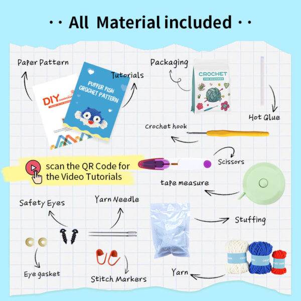 New crochet material package for DIY handmade knitting wool balls doll knitting kit