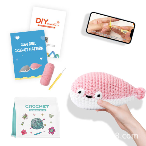 New hook knitting material package, wool yarn doll, fathead fish figurine, handmade DIY, wool knitting material packaging