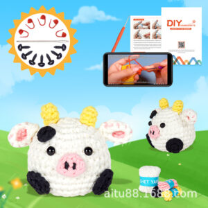 New crochet material pack for DIY handmade knitting of cow doll wool ornaments keychain set trendy