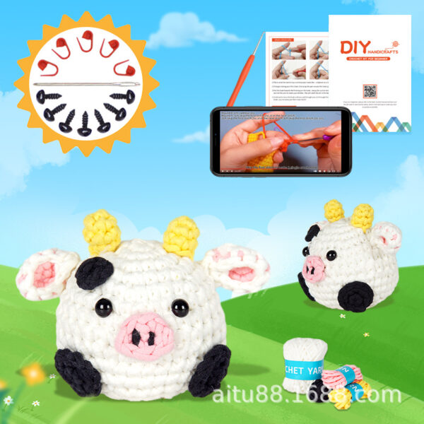 New crochet material pack for DIY handmade knitting of cow doll wool ornaments keychain set trendy