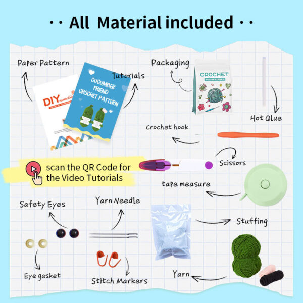 Hot-selling crochet material package for DIY hand-knitted cucumber doll wool ball decorative item