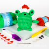 主图-10 New crochet material pack for DIY handmade knitting of a frog-shaped plush toy with yarn