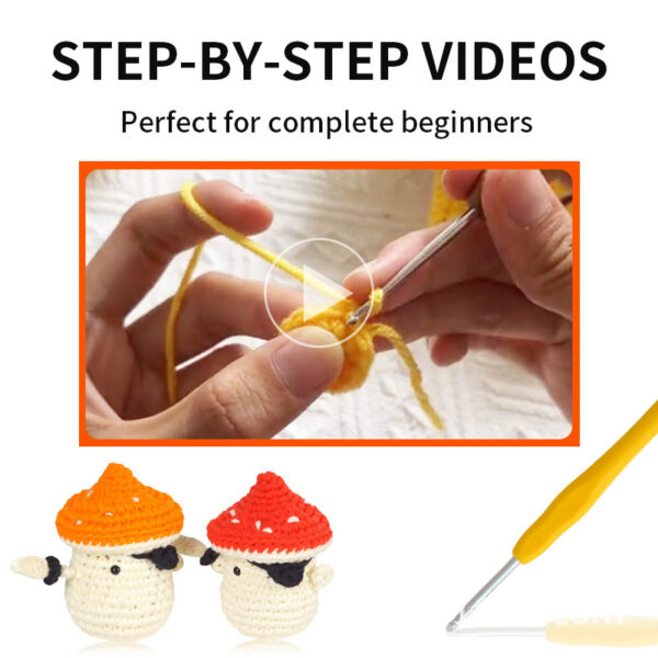 主图-10 New crochet material pack for DIY hand-knitting of wool balls and knitting sets featuring mushrooms