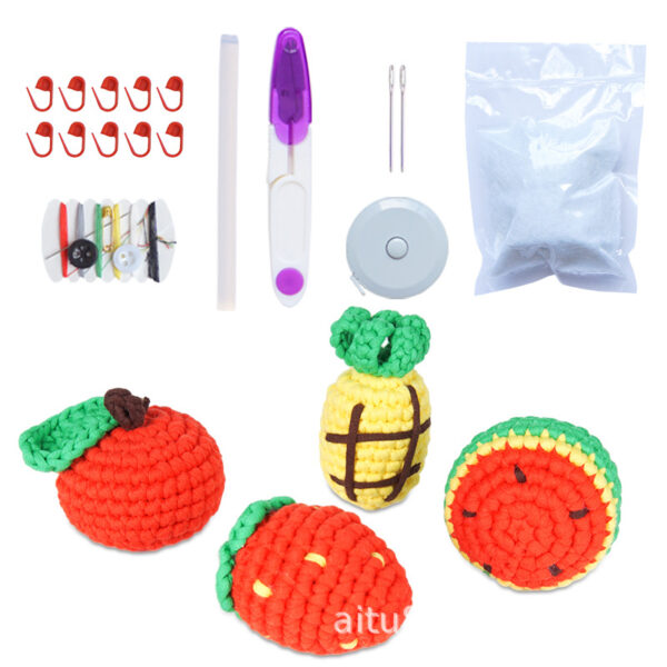 主图-10 Crochet material pack - Fruit Set - Beginner Handmade DIY Knitting Thick Yarn Ball