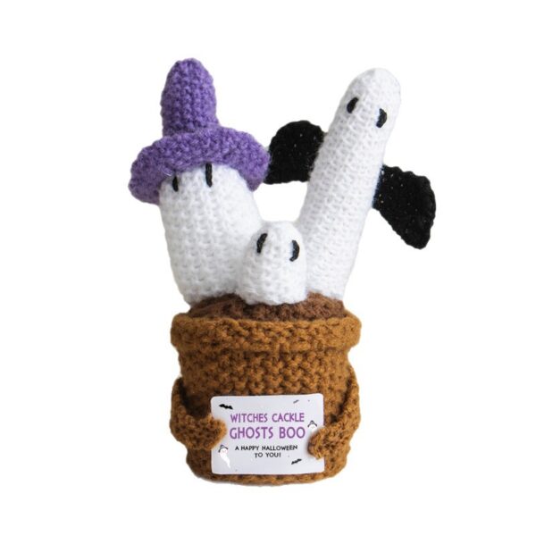 New Halloween wool crochet funny ghost doll pot plant finished product positive card pumpkin pot plant