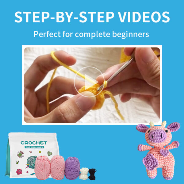 主图-02 Best-selling crochet material package for DIY handmade doll cow crafting kit